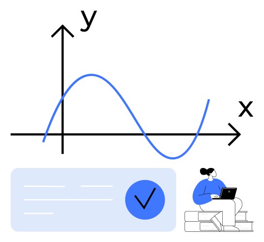 Student studying graph functions while sitting vector image