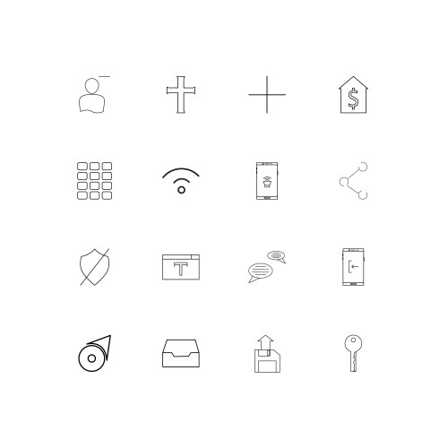Web and text simple linear icons set outlined vektorbild