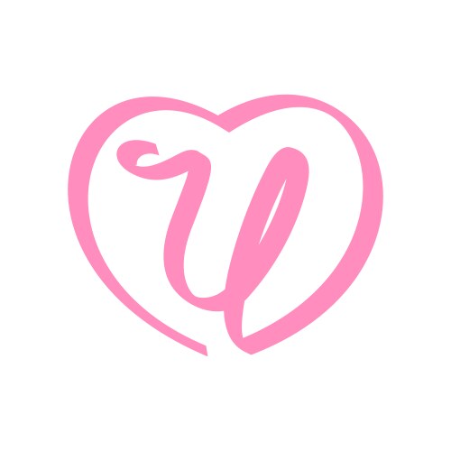 U Heart Ribbon Logo Vector Image