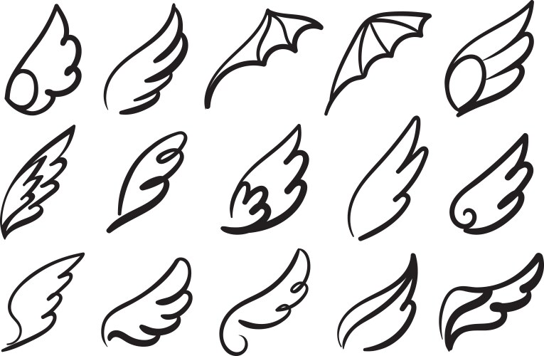 Angel Wing Sketch Feather Vector Image