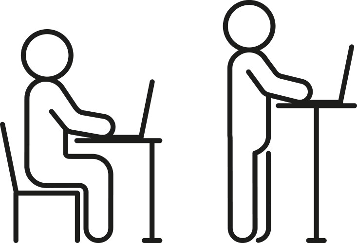 Types of work at computer while sitting vector image