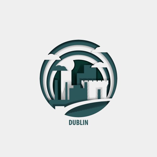 Dublin city origami paper isolated Royalty Free Vector Image