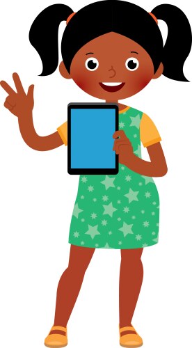 Little african american girl in full growth holds Vector Image