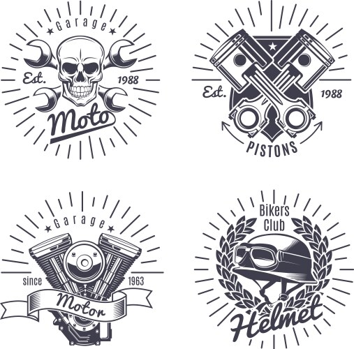 Monochrome Motorcycle Icons Set Vector Image