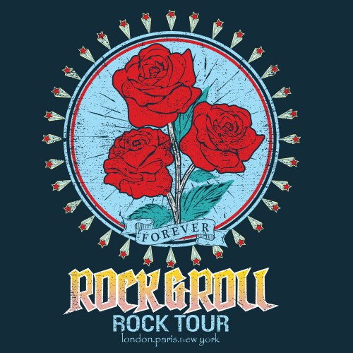 Rock and roll vintage t shirt design Royalty Free Vector