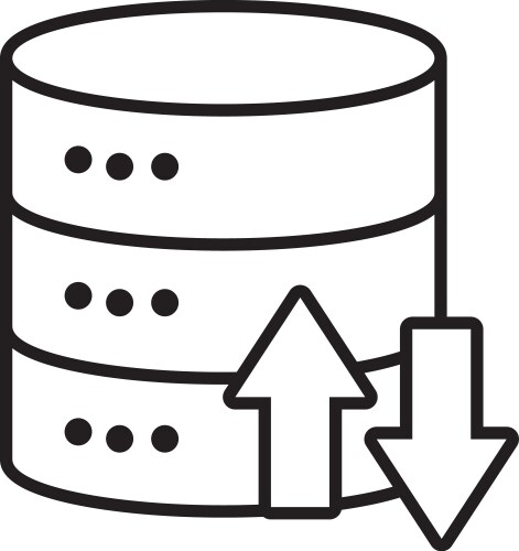 Data server with upload and dowload arrows line vector image