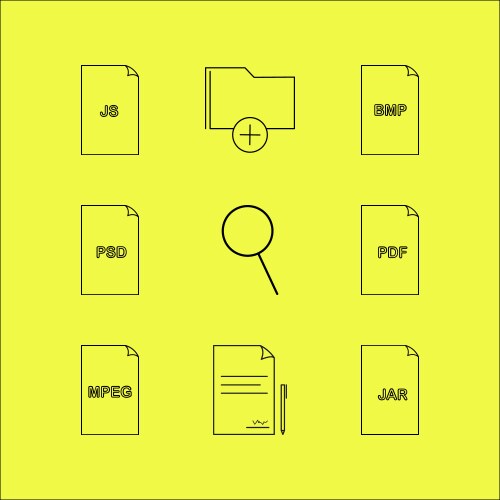 Files and folders linear icon set simple outline vector image