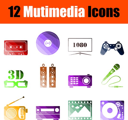 multimedia icon set vector image