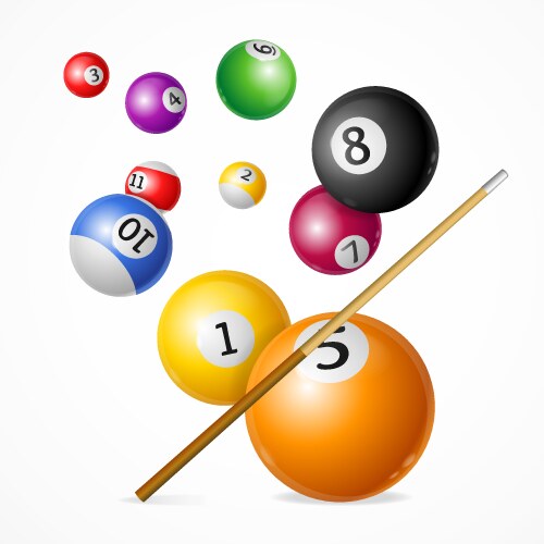 Realistic billiard snooker pool ball cue Vector Image