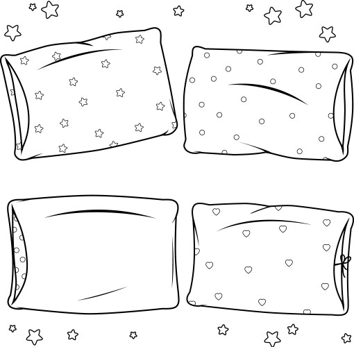Children pillows collection black and white col Vector Image