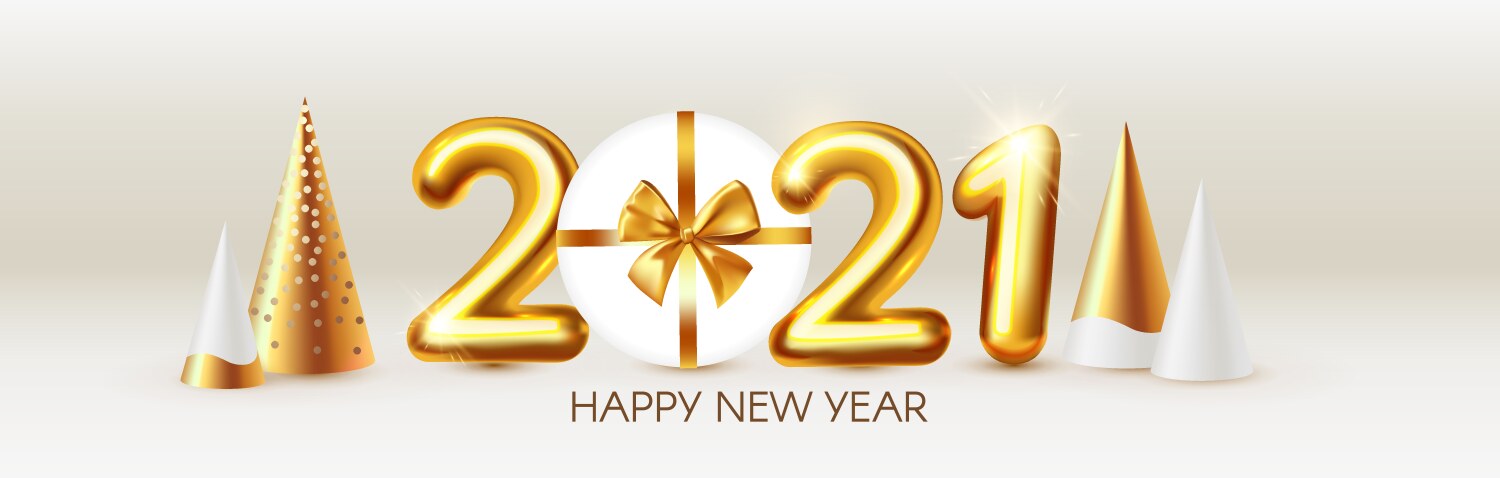 happy new 2021 year party poster template with 3d vector image