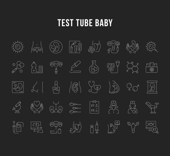 Set line icons test tube baby vector image