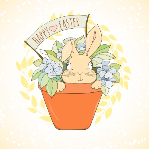 Easter Card with Bunny and Eggs – Royalty-Free Vector | VectorStock