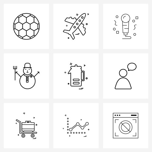 Set 9 simple line icons for web and print vector image