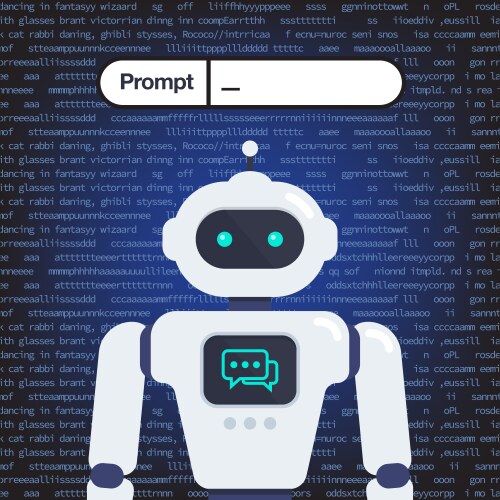 android robot with artificial intelligence prompt vector