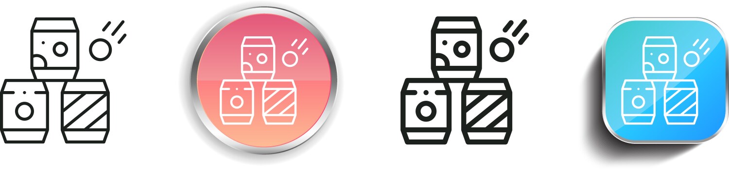 Can icon thin linear regular and button style vector image