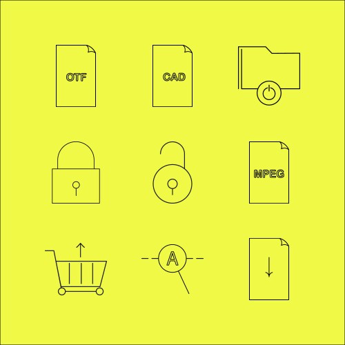 Files and folders linear icon set simple outline vector image