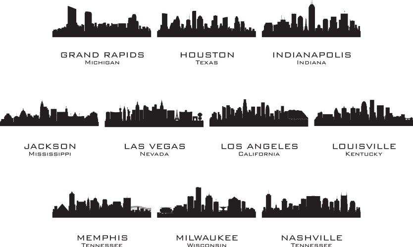 USA City Silhouettes Vector Image