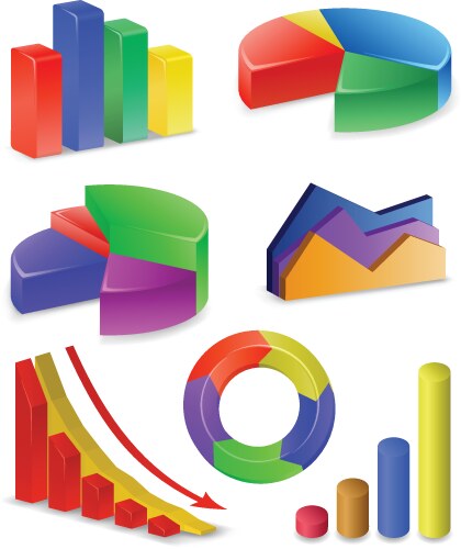 Set of pie charts and bar graphs for infographic Vector Image