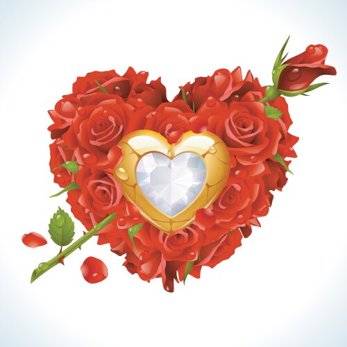 Valentine heart of roses Royalty Free Vector Image