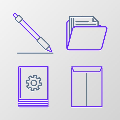 Set line envelope user manual document folder vector image