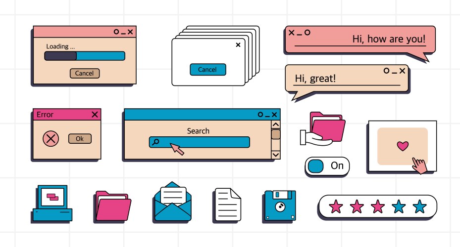 A set of user interface elements ui and ux themes vector image