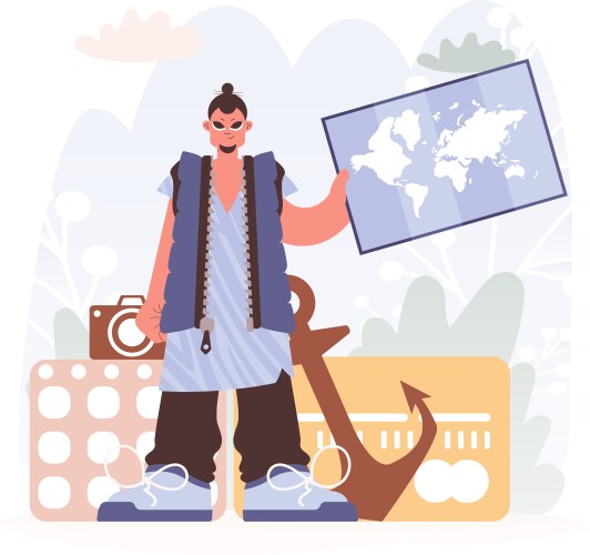 Man holding a graph divulging progressed skylines vector image