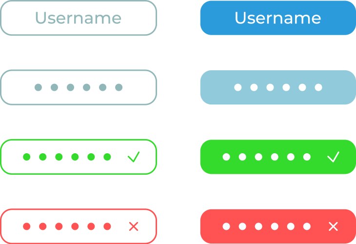 Password input ui elements kit vector image