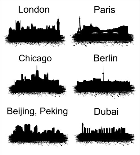 Silhouettes destroyed cities Royalty Free Vector Image
