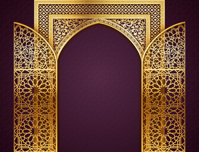 Golden Ramadan Arch Background Vector Image