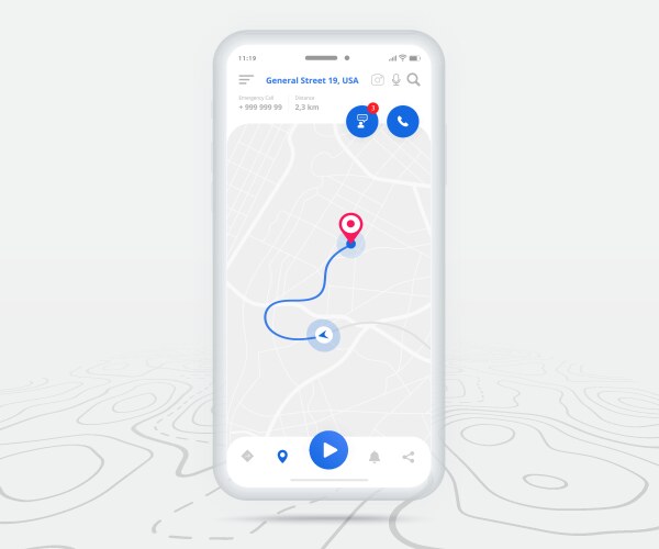 Map gps navigation app ux ui concept mobile vector image