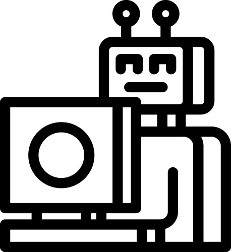 Robot using computer for data analysis and machine vector image
