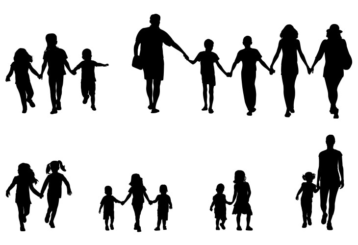 Family Hand Holding Silhouettes Vector Image