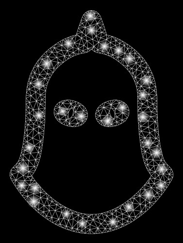 Glossy mesh network executioner helmet with flash vector image
