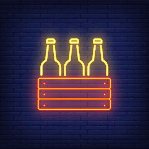 Neon icon box with bottles vector image