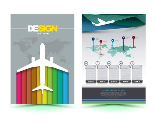 airplane brochure template design vector