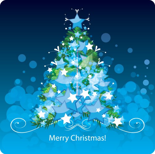 christmas tree greetings card vector