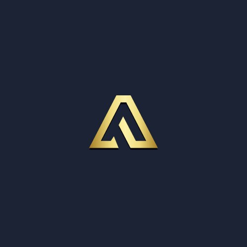 Triangle shape gold logo Royalty Free Vector Image