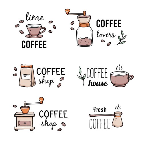 Hand drawn coffee set sketch Royalty Free Vector Image
