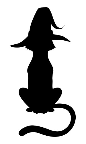 Halloween Cat in Hat Silhouette Vector Image