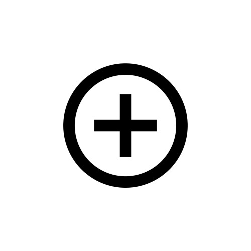 Circle line icon with add symbol editable stroke vector image