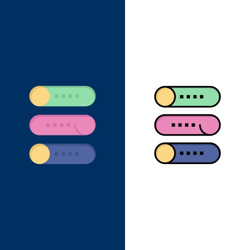 Setting device switch on off icons flat and line vector image