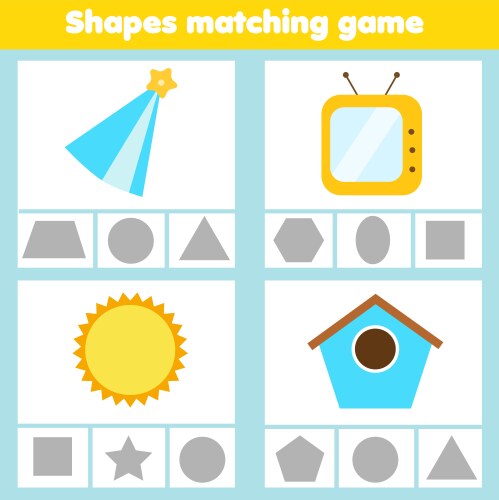 Shapes matching game Royalty Free Vector Image