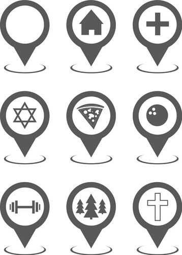 Map pointer set collection simple vektorbild