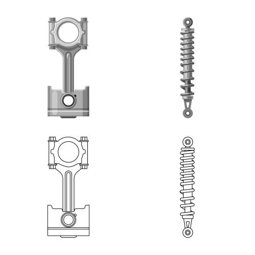Isolated object auto and part symbol set vector image