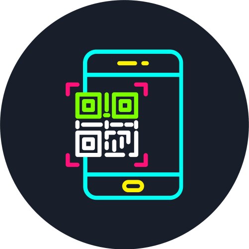 Qr code scan line multi color icon vector image