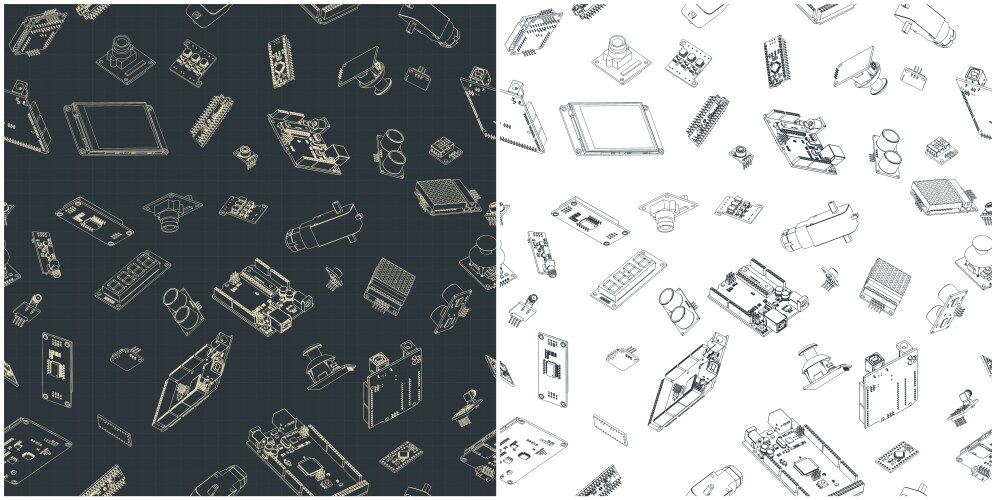 arduino hardware seamless blueprints vector image