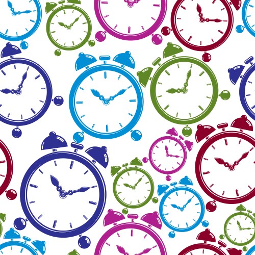 Seamless pattern with clocks wake up idea simple vector image
