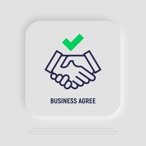 Business agreement thin line icon handshake vector image