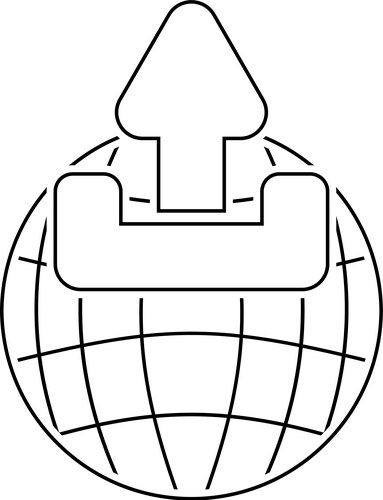 Globe with upload symbol icon vector image